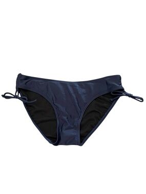 Piha New Zealand Navy Blue Side Ruched Moderate Coverage Comfy Bikini Bottoms S